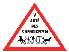Nálepka na auto - V autě pes s hendikepem